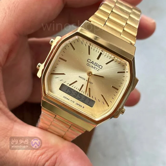 ساعت کلاسیک کاسیو Casio AQ-230 بند استیل طلایی