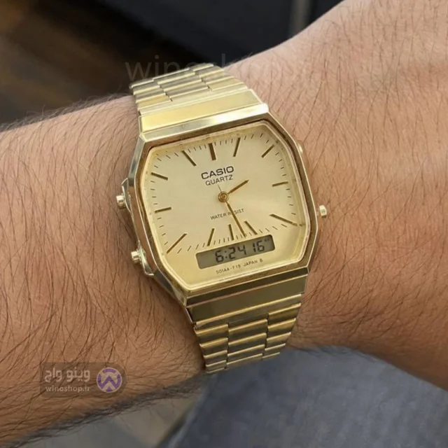 ساعت کلاسیک کاسیو Casio AQ-230 بند استیل طلایی