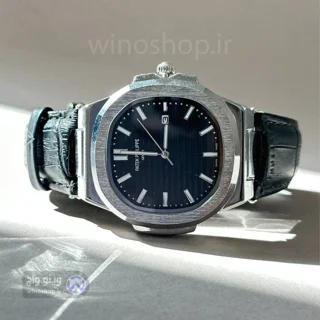 ساعت مردانه پتک فیلیپ (PATEK PHILIPPE) مدل ژنو رنگ سرمه ای و بند چرمی سوسماری رنگ سرمه ای
