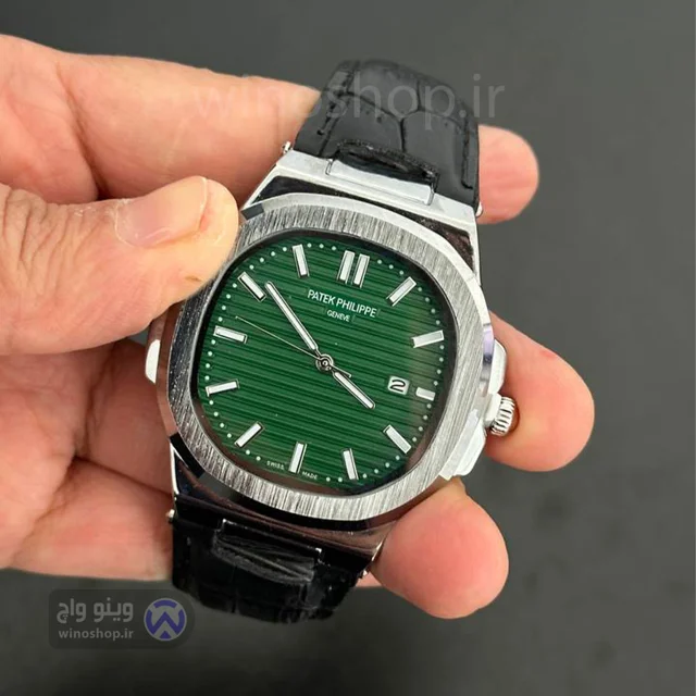 ساعت مردانه پتک فیلیپ (PATEK PHILIPPE) مدل ژنو رنگ صفحه سبز بند چرمی سیاه